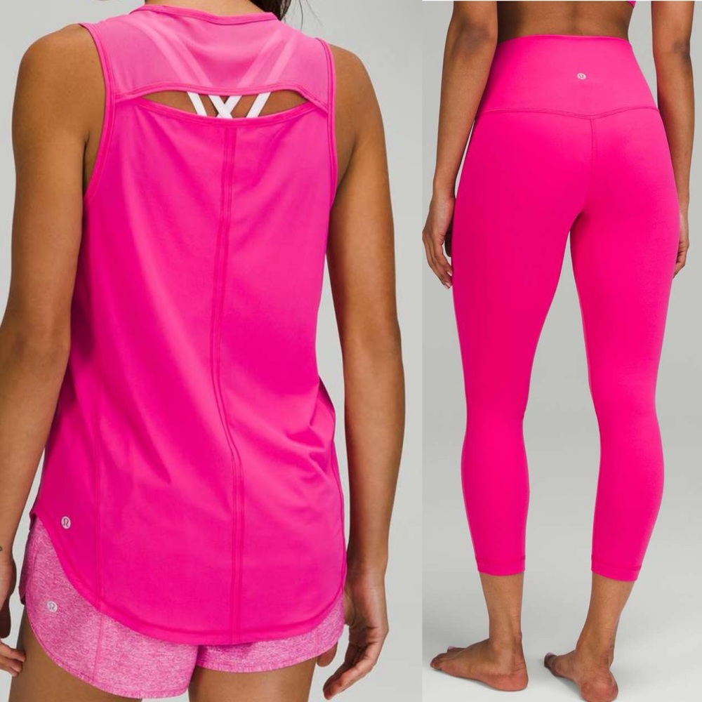 LULULEMON ATHLETICA Sonic Pink Align Leggings & Sculpt Tank Set US Size 4 $150